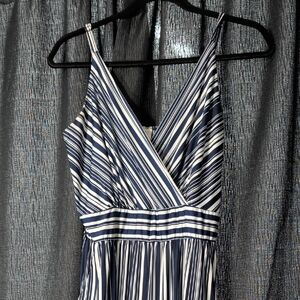 Kaileigh Navy and White Striped Jumpsuit